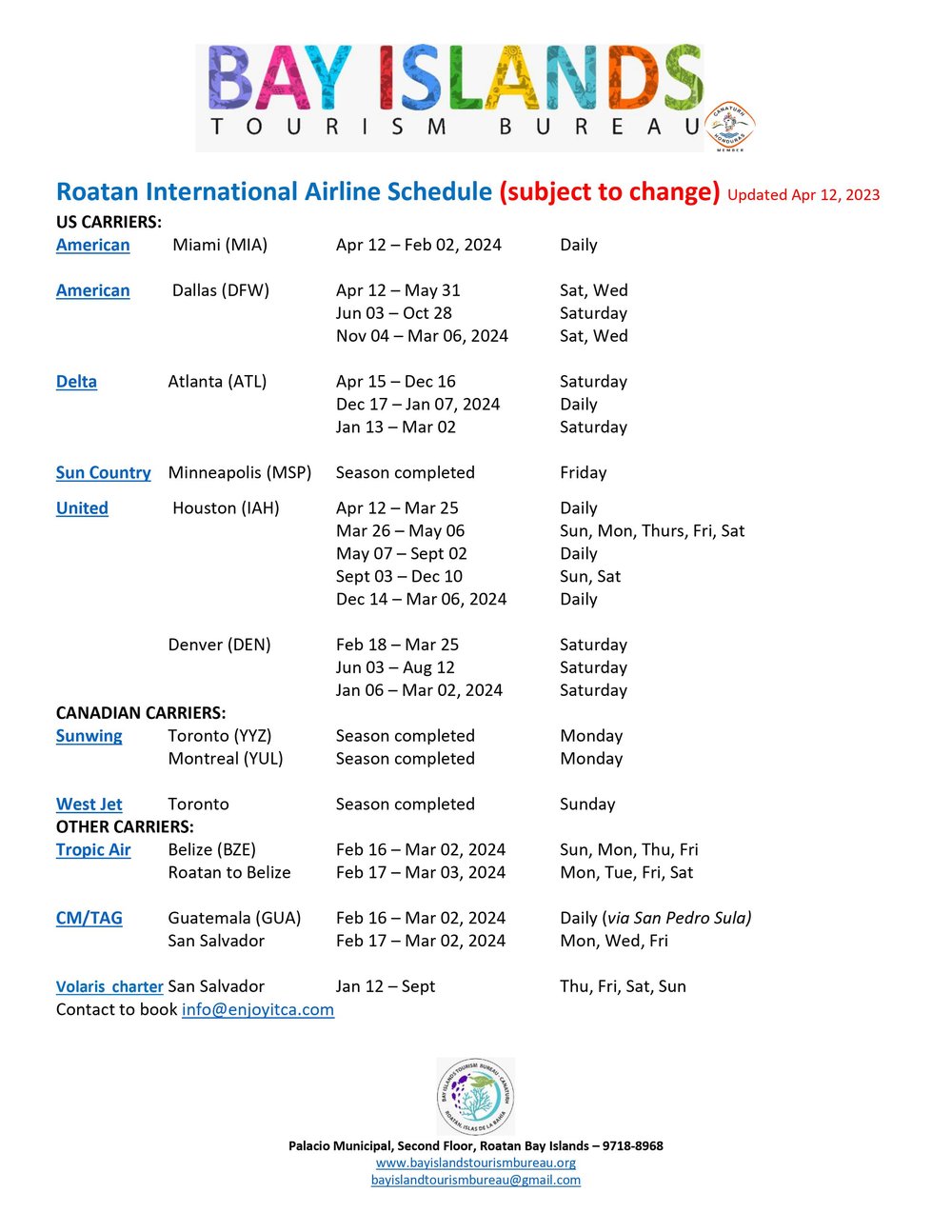 Roatan+Airline+Schedule+2023-04-12